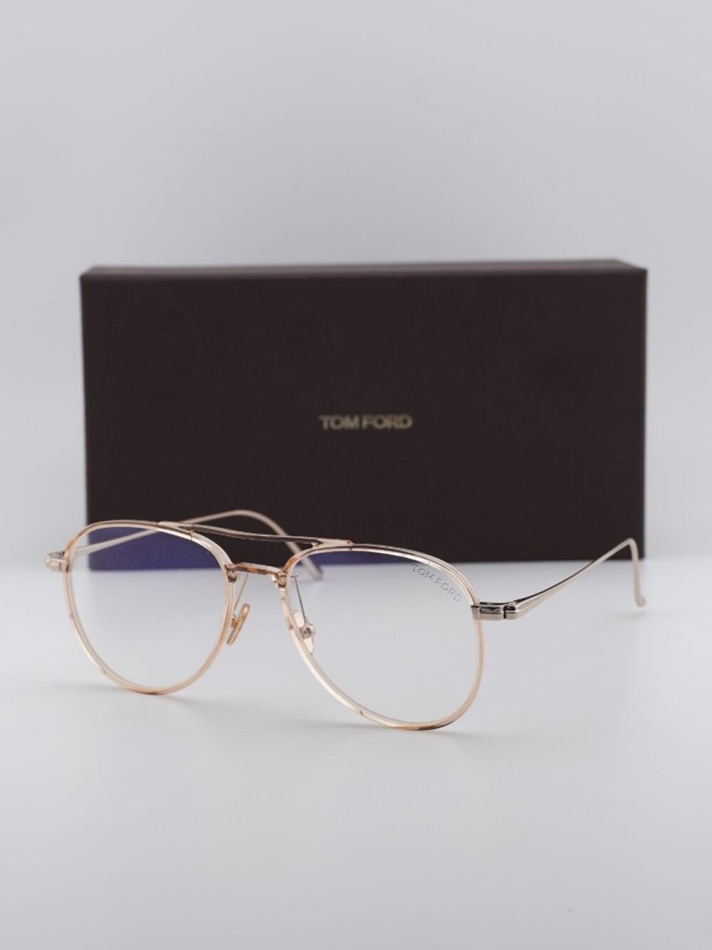 Tom Ford FT5666-B/O 074 Aviator Eyeglasses - Shiny Transparent Light Peach/Rose